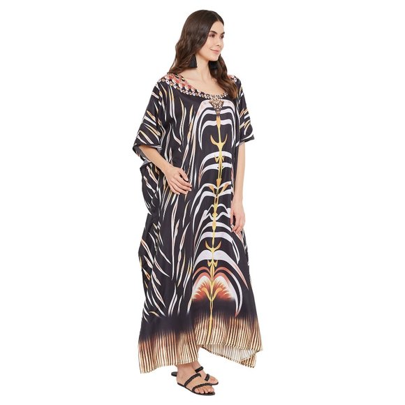 Womens Evening Party Dresses Plus Size Caftan Coverup Abstract Maxi Gown - Picture 4 of 8